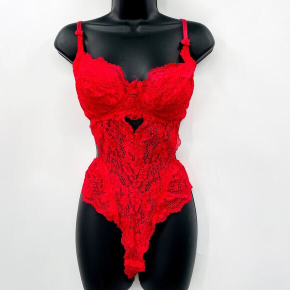 Victoria's Secret 1997 Vintage Red Lace Teddy - Picture 1 of 7